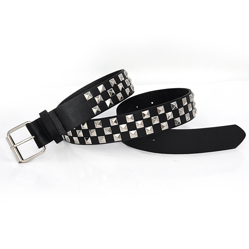 Shiny Pyramid Fashion Rivet Belt For Men&Women's Studded Punk Rock With Pin Buckle