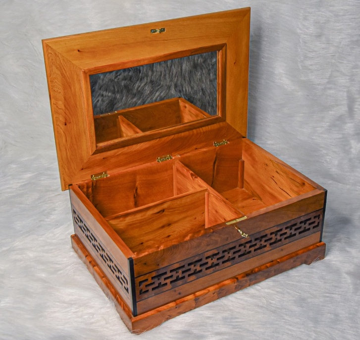 15 X10 In High Quality Burl Jewelery Box, Mirror Inside The Lid, Thuya Box With Lock Key, Decorative Box, Memory Box, Gift Idea, Christmas Gift