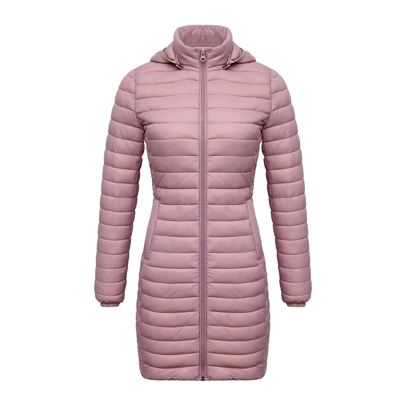 Women Lightweight Mid-length Slim-fit Cotton-padded Jacket