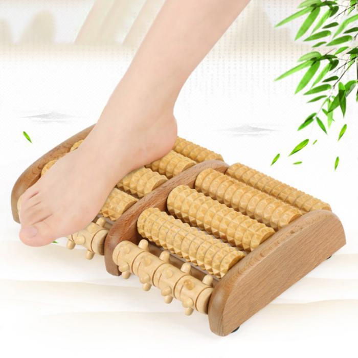 Dual Wooden Foot Massager Roller for Plantar Fasciitis Relief