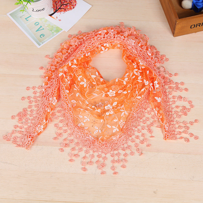 Women's New Creative Lace Fringed Silk Scarf