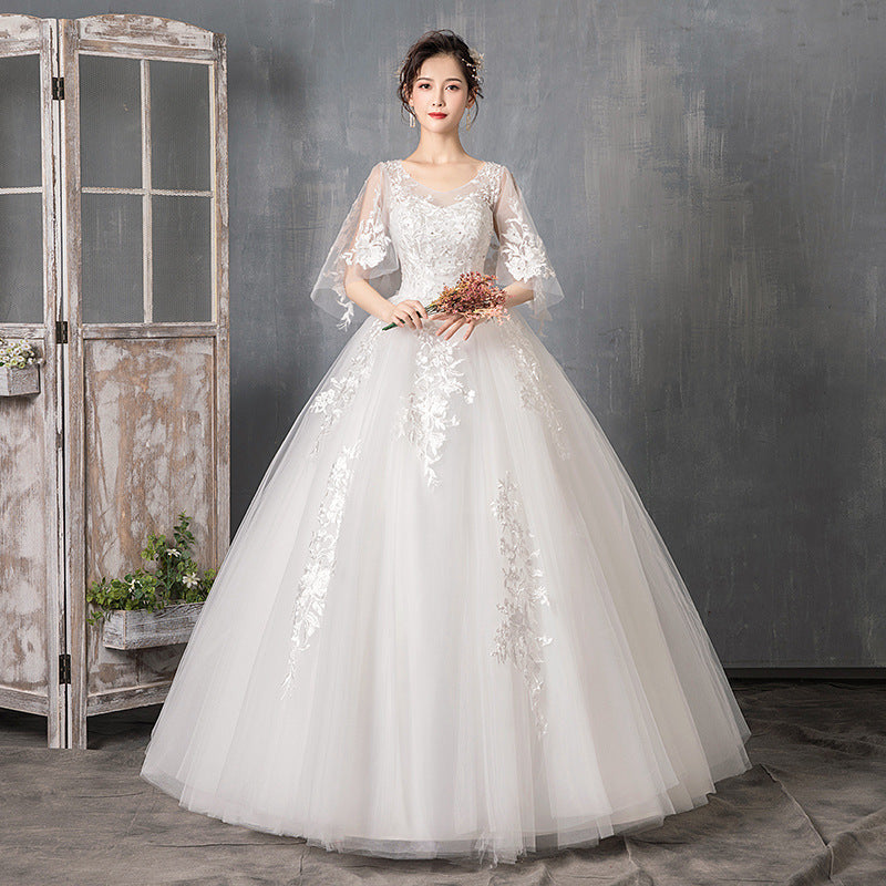 Long Sleeve Wedding Dress New Bride Trailing