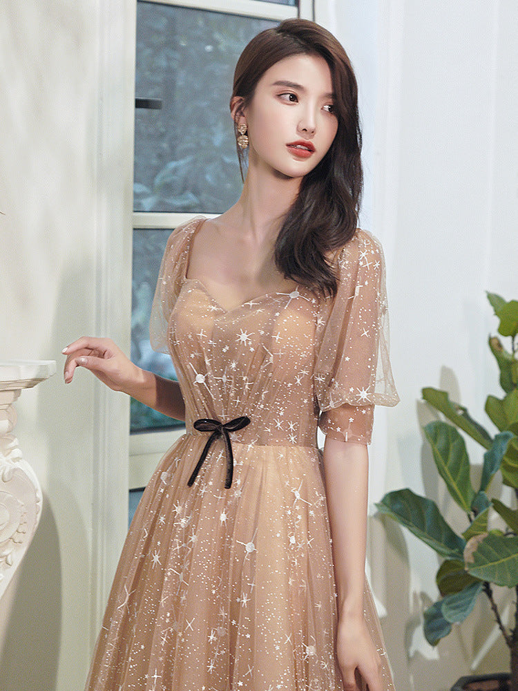 Temperament Long Starry Sky Engagement Host Catwalk Dress