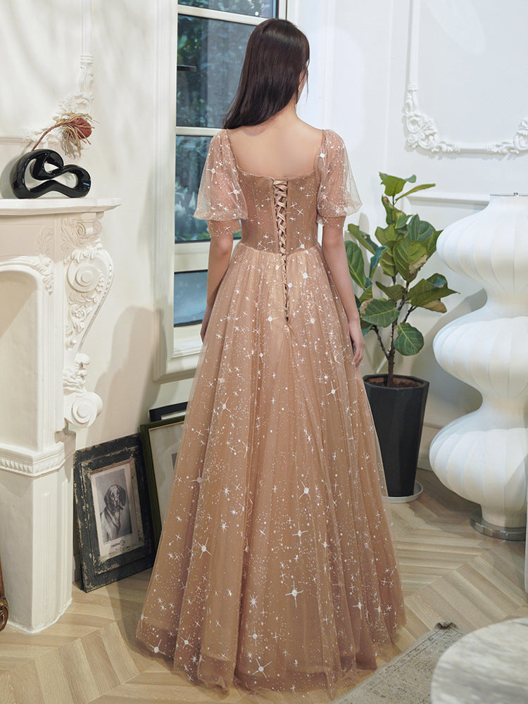 Temperament Long Starry Sky Engagement Host Catwalk Dress