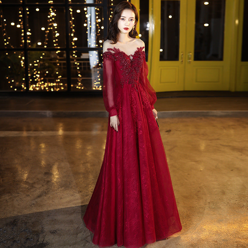 Ladies Red Banquet Temperament Dress Skirt