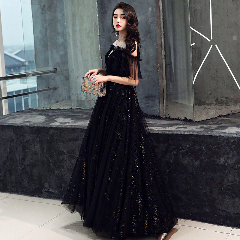 Ladies Banquet Black Long Evening Dress