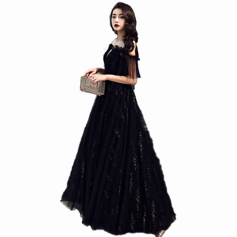 Ladies Banquet Black Long Evening Dress