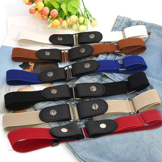 New Slim Elastic Invisible Belt Simple Lazy Belt Fat Elastic Leather