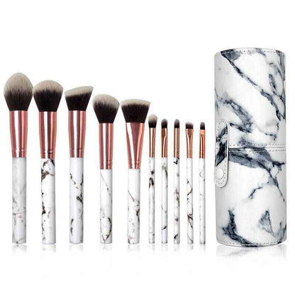 10 PCS Marbling Makeup Brushes Set with Marble Storage Box