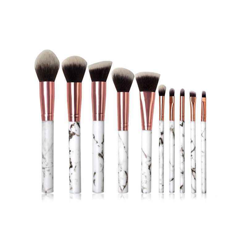 10 PCS Marbling Makeup Brushes Set with Marble Storage Box