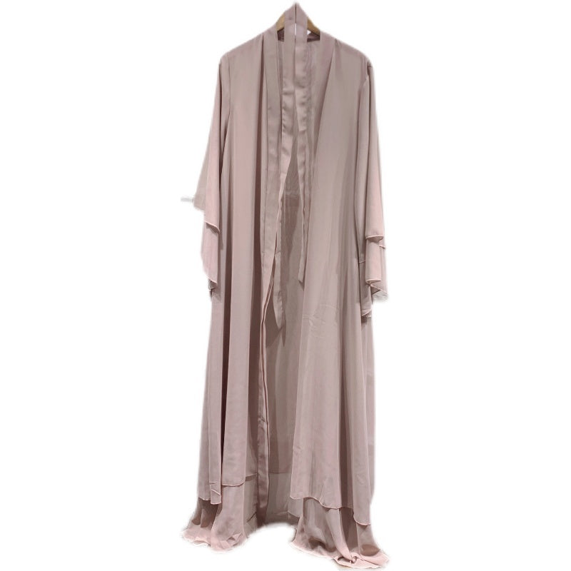 Chiffon Cardigan Kleid Schnürung Langarm Lose Außen Burk