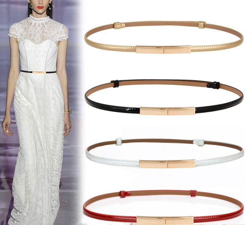 Ladies Simple And Versatile Leather Fashion Thin Belt