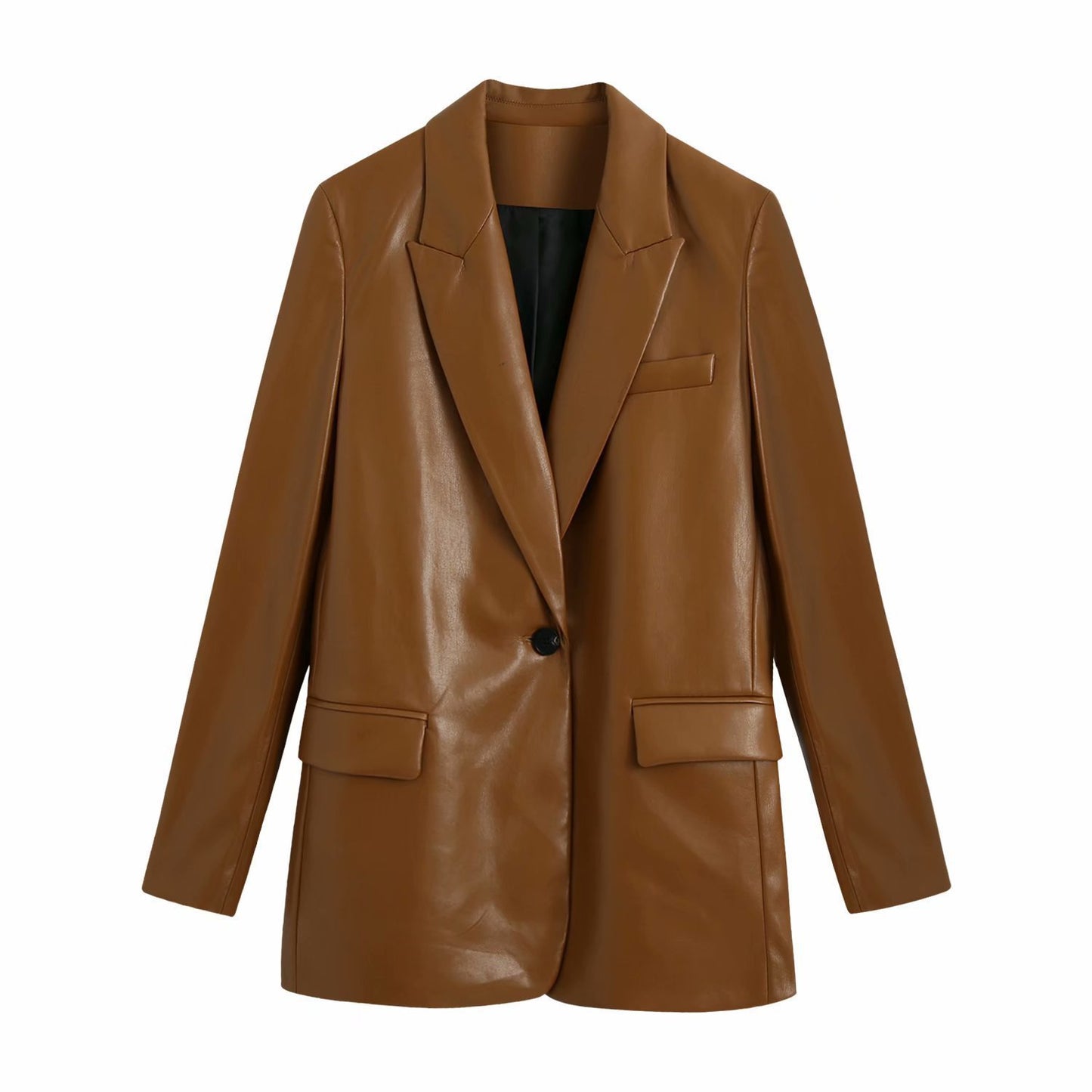 European And American Pu Imitation Leather Suit Jacket Women