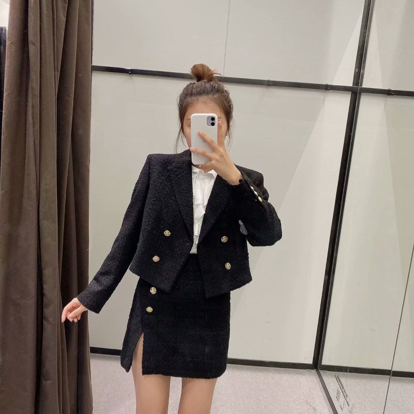 European And American Style Texture Short SuitJacket 7970679 Stitching Mini Skirt