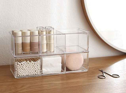 Transparent Acrylic Cosmetics Three-Compartment Storage Box