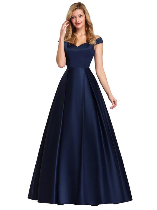 V-neck Solid Color Long Vintage Gown Dress