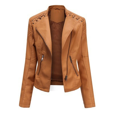 Women's Leather Jackets Women's Short Jackets Slim Thin Leather Jackets Ladies Motorcycle Suits