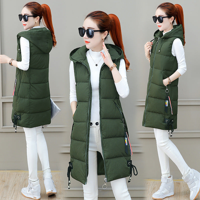 Slim Mid-length Down Cotton Vest Jacket