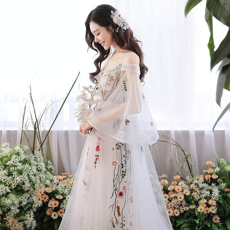 Retro Bridal Gown Super Fairy Bride Tailed Out Yarn Light Wedding Dress