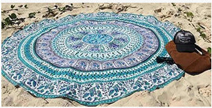 European And American Syle Round Printed Beach Towel Sunscreen Shawl Smmer Square Scarf Wish Scarf