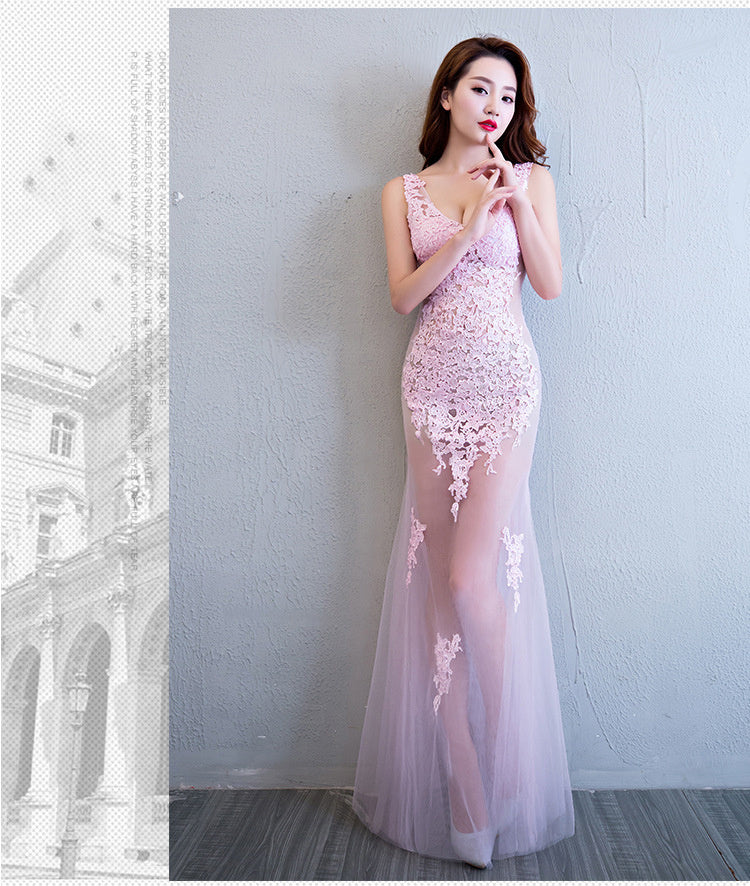 Lace Transparent Mermaid Evening Dress