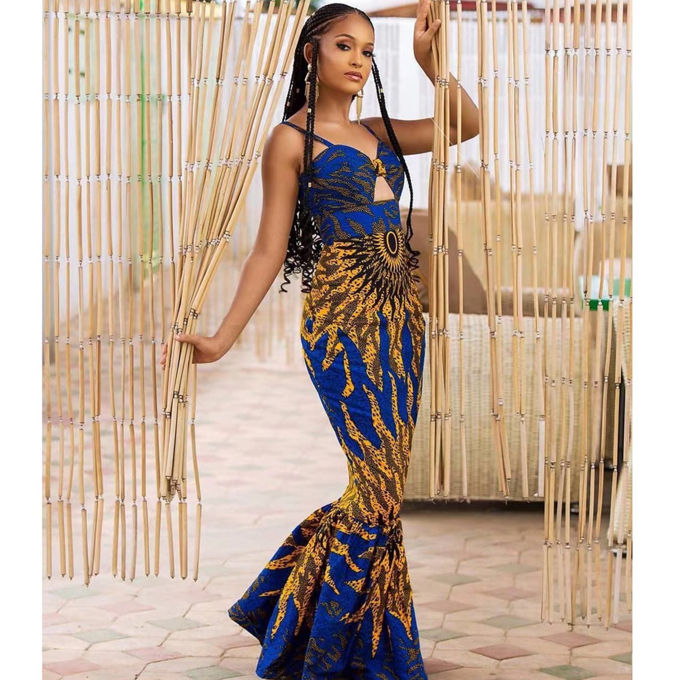 Digital Print Dress Fishtail