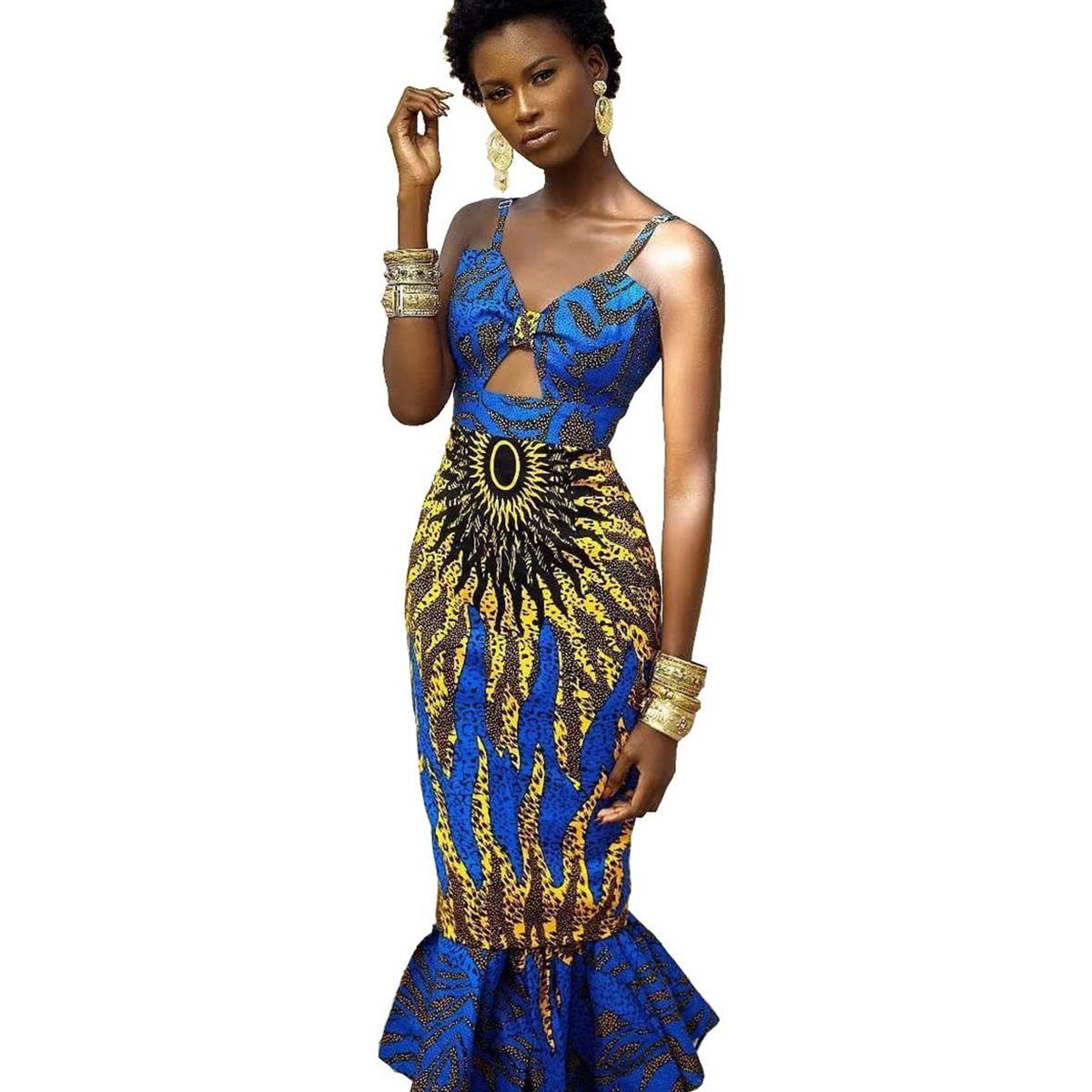 Digital Print Dress Fishtail