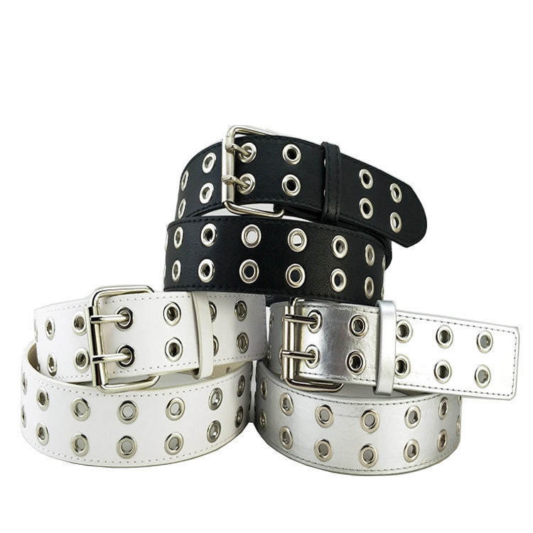 Eyelet Belt Punk Double Row Pin Buckle Belt