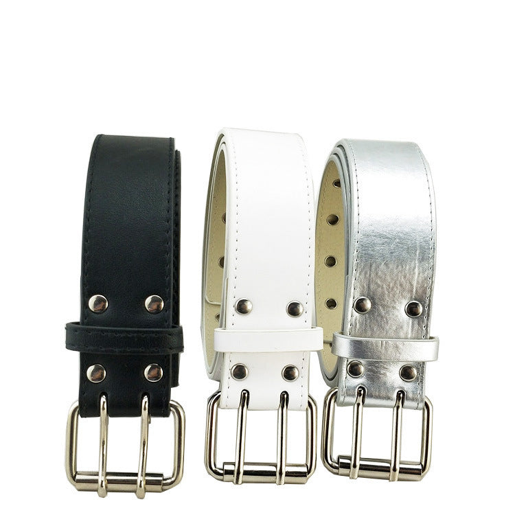 Eyelet Belt Punk Double Row Pin Buckle Belt