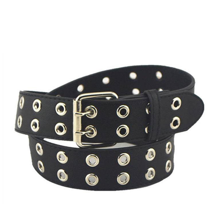 Eyelet Belt Punk Double Row Pin Buckle Belt