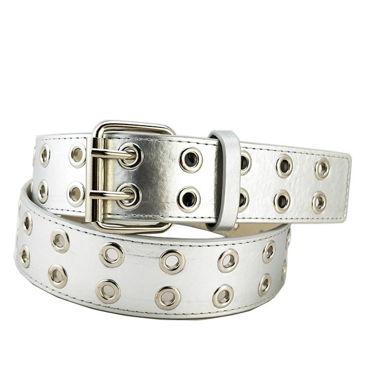 Eyelet Belt Punk Double Row Pin Buckle Belt