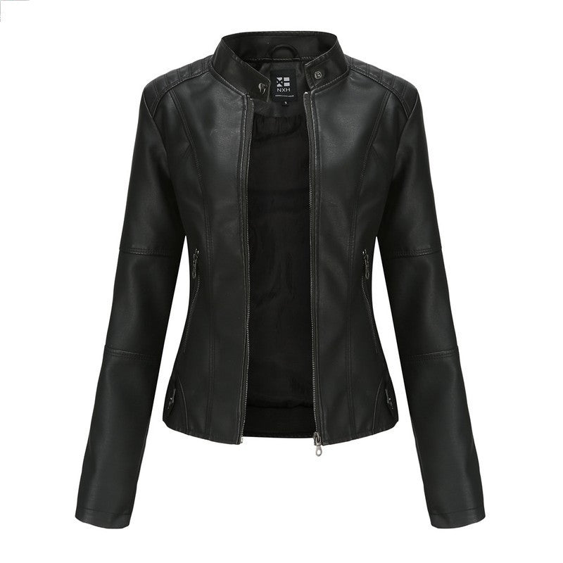 Women'S Leather Dress Slim Jacket Spring Autumn Coat