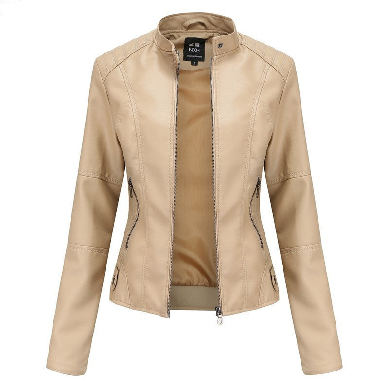 Women'S Leather Dress Slim Jacket Spring Autumn Coat