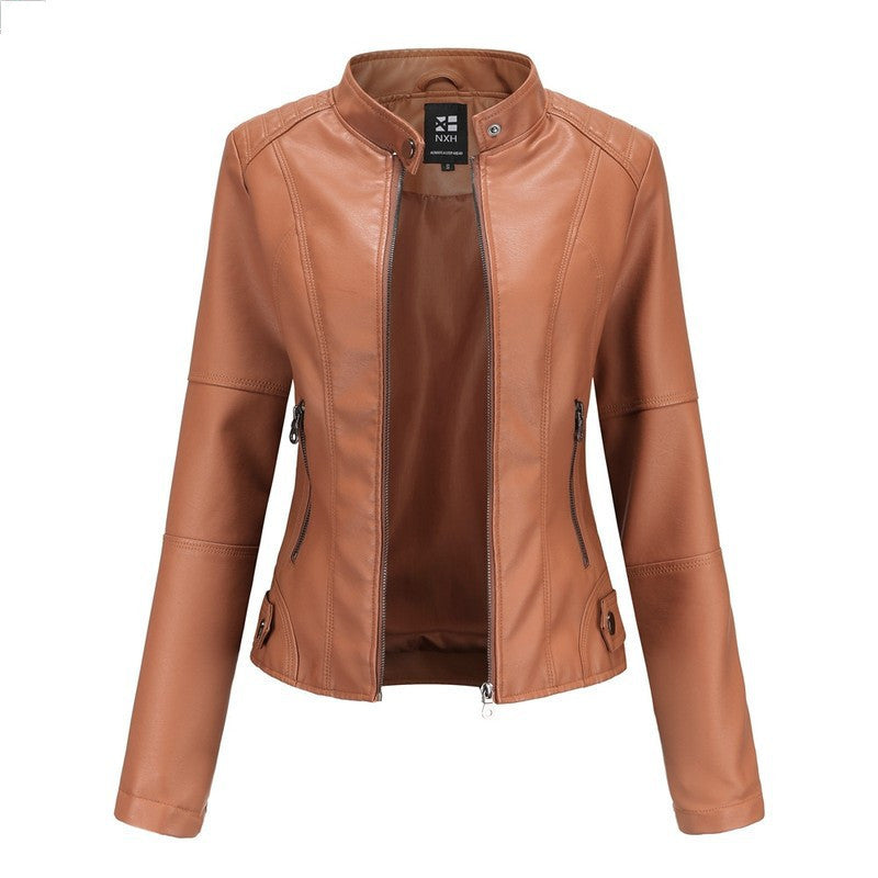 Women'S Leather Dress Slim Jacket Spring Autumn Coat