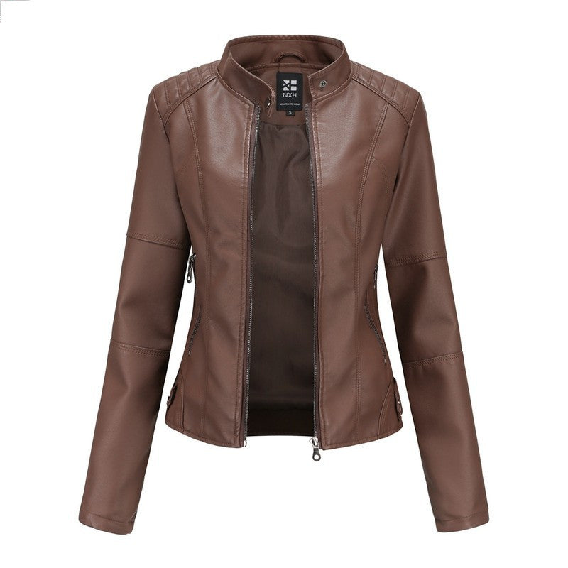 Women'S Leather Dress Slim Jacket Spring Autumn Coat