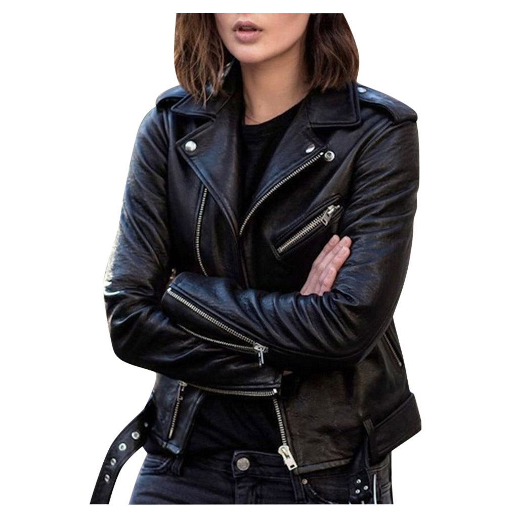 Zip leather jacket