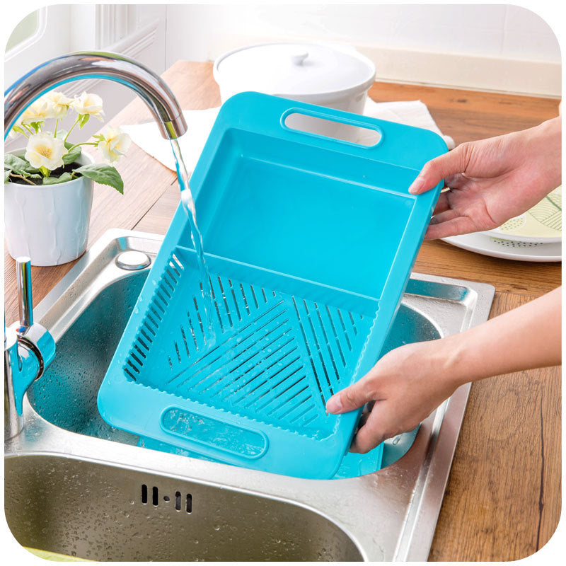 Multifunctional Kitchen Chopping Block with Drain Basket for Effortless Meal Prep - Mallora Shop
