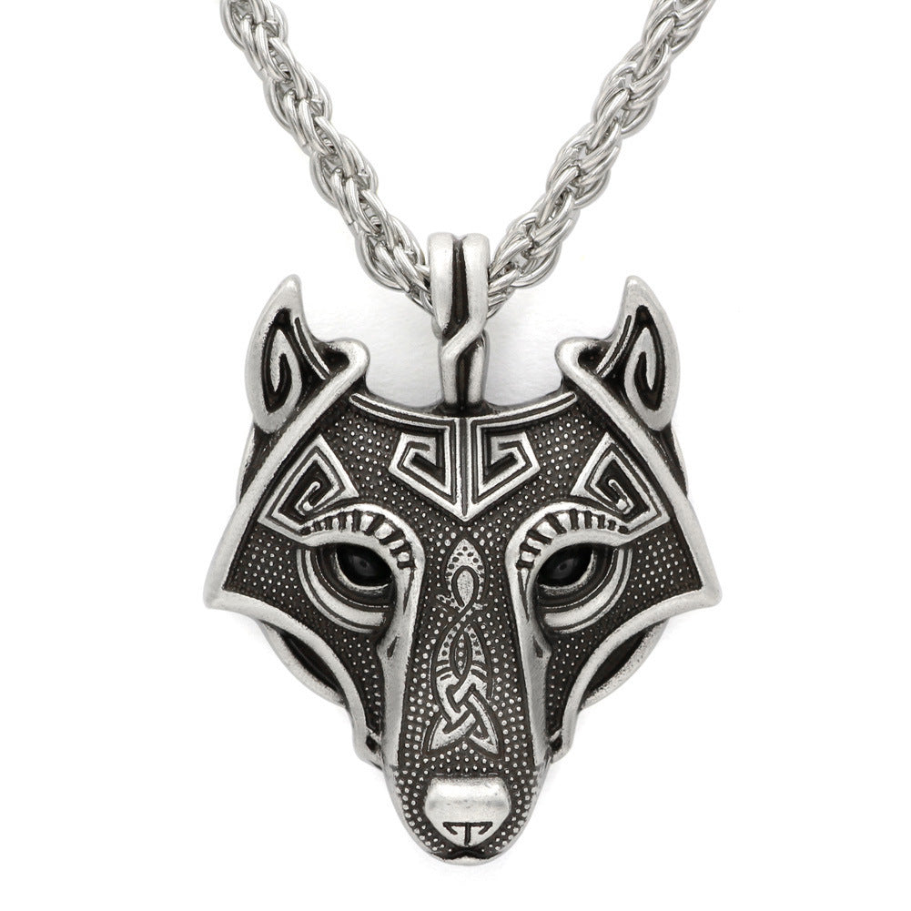 Viking Wolf Head Amulet Pendant Necklace