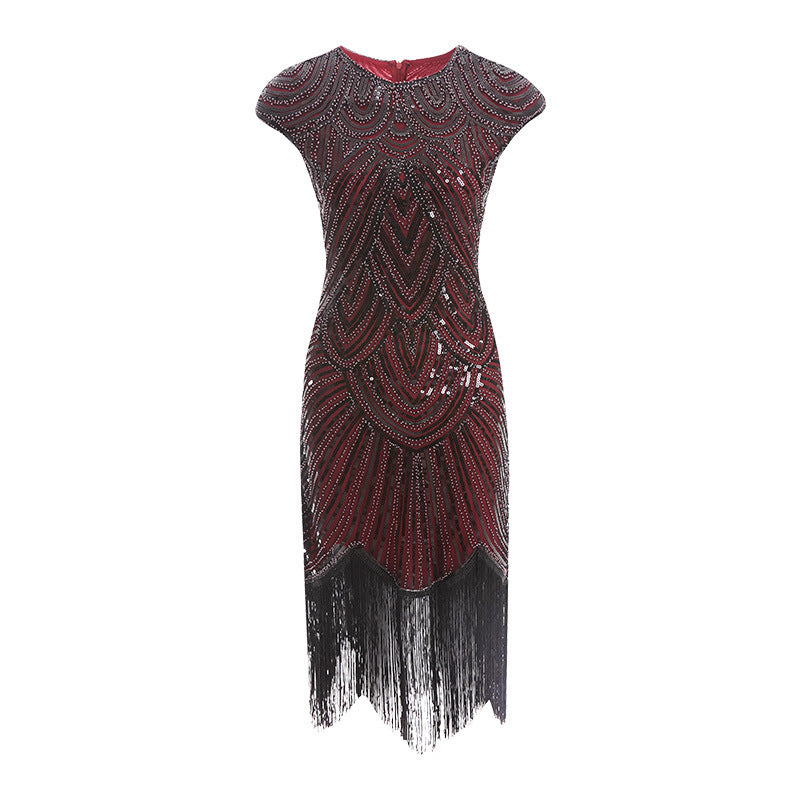 Fringed braid sequin dress