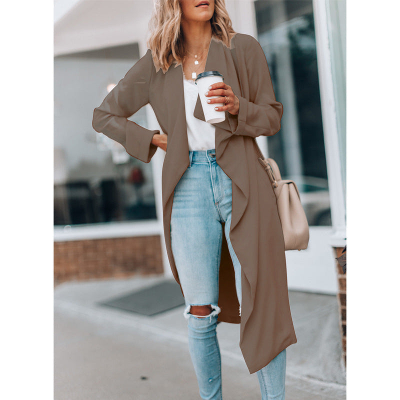 Women Fall Mid-length Trench Coat