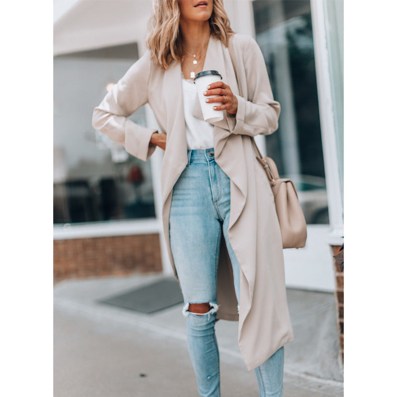 Women Fall Mid-length Trench Coat