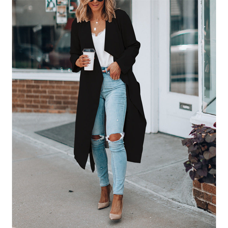 Women Fall Mid-length Trench Coat