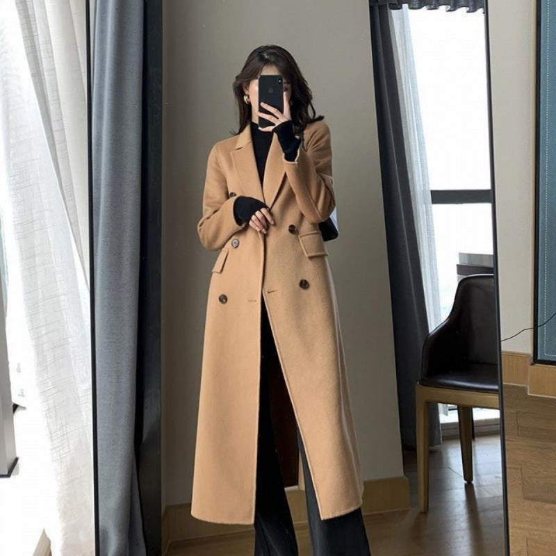 Women Loose Slim Fit Woolen Coat Mid-length Woolen Coat