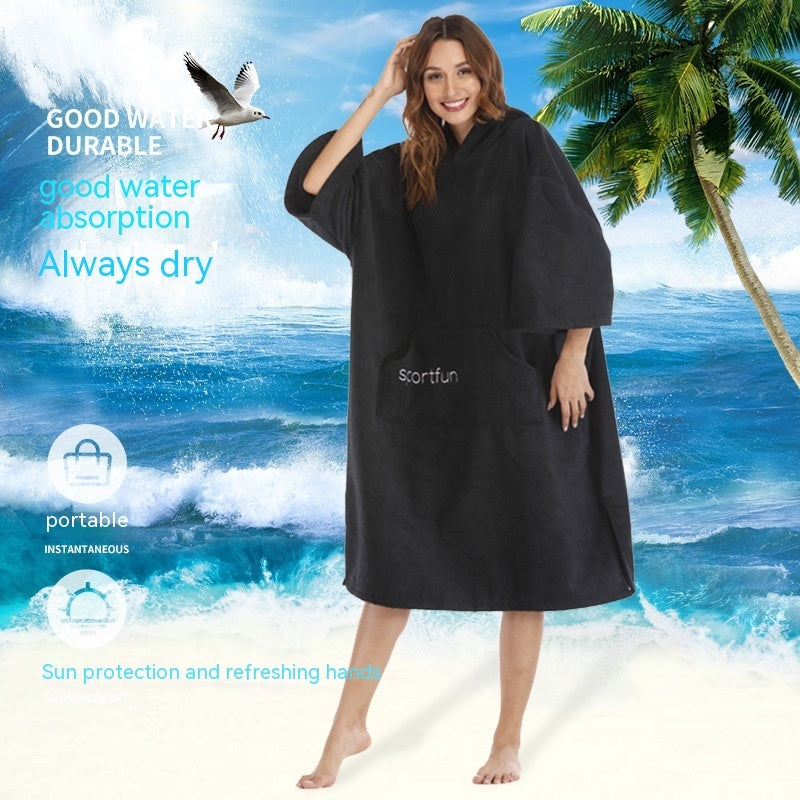 Swimming Beach Cloak Changing Robe Windbreaker Microfiber Thick Cloak Swimsuit Changing Robe