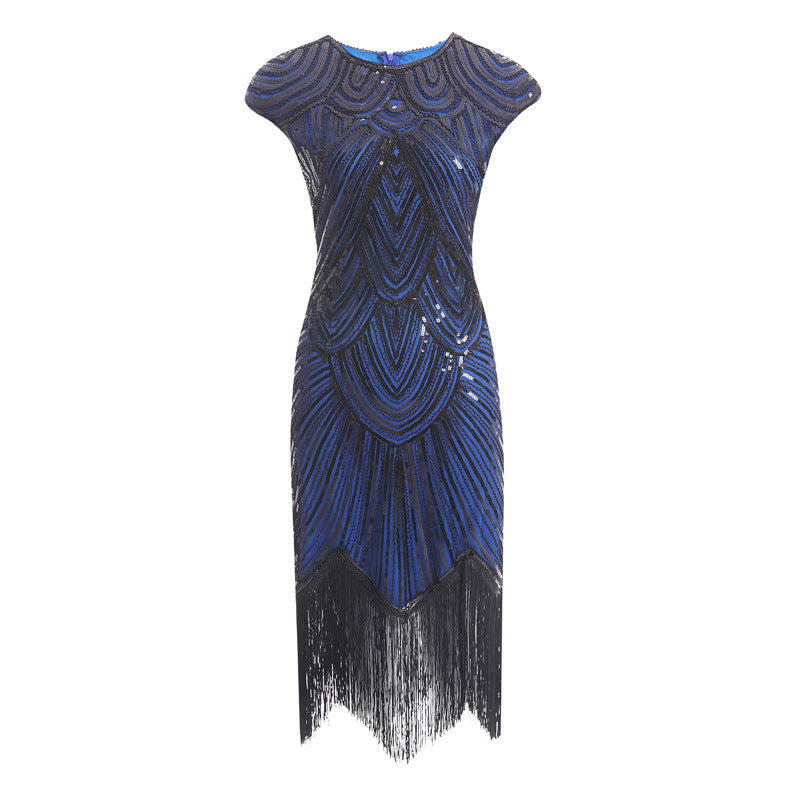 Fringed braid sequin dress