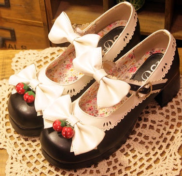 Lolita lolita strawberry bell round head thick with bow women's shoes