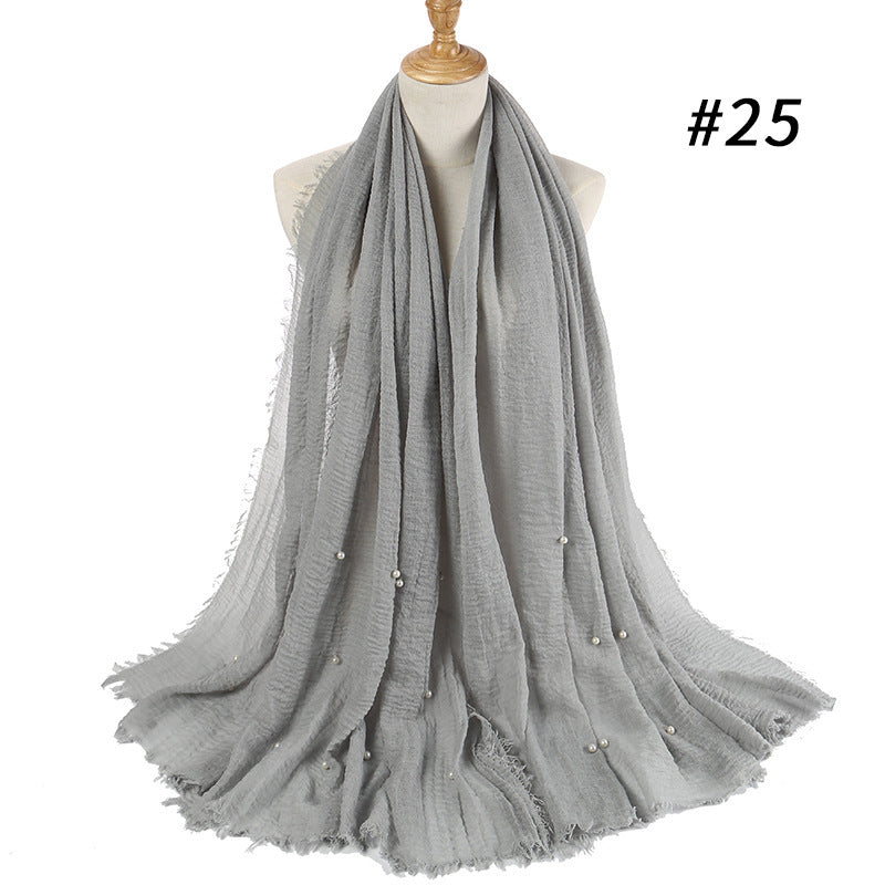 Cotton and linen crumpled monochrome scarf