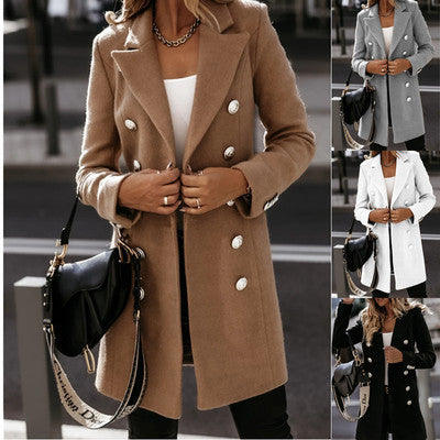 Long-sleeved Suit Collar Double-breasted Coat Coat Women