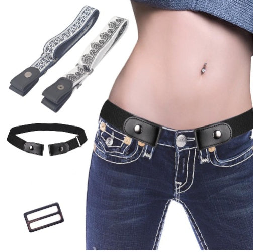 Kreativer Lazy Belt Dicker elastischer Gürtel Männer und Frauen Outdoor-Sport Elastischer unsichtbarer Gürtel Vintage-Druck Keine Schnalle Stretch Plus Gürtel