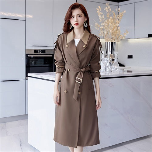 Trench Coat Women's Mid-length Casual Fashion Over The Knee Overcoat